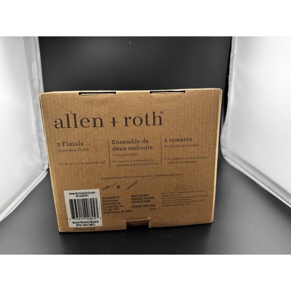Allen + Roth - Round Finials Gunmetal Finish 1” Curtain Rod Ends #1239781 NEW - Picture 7 of 8